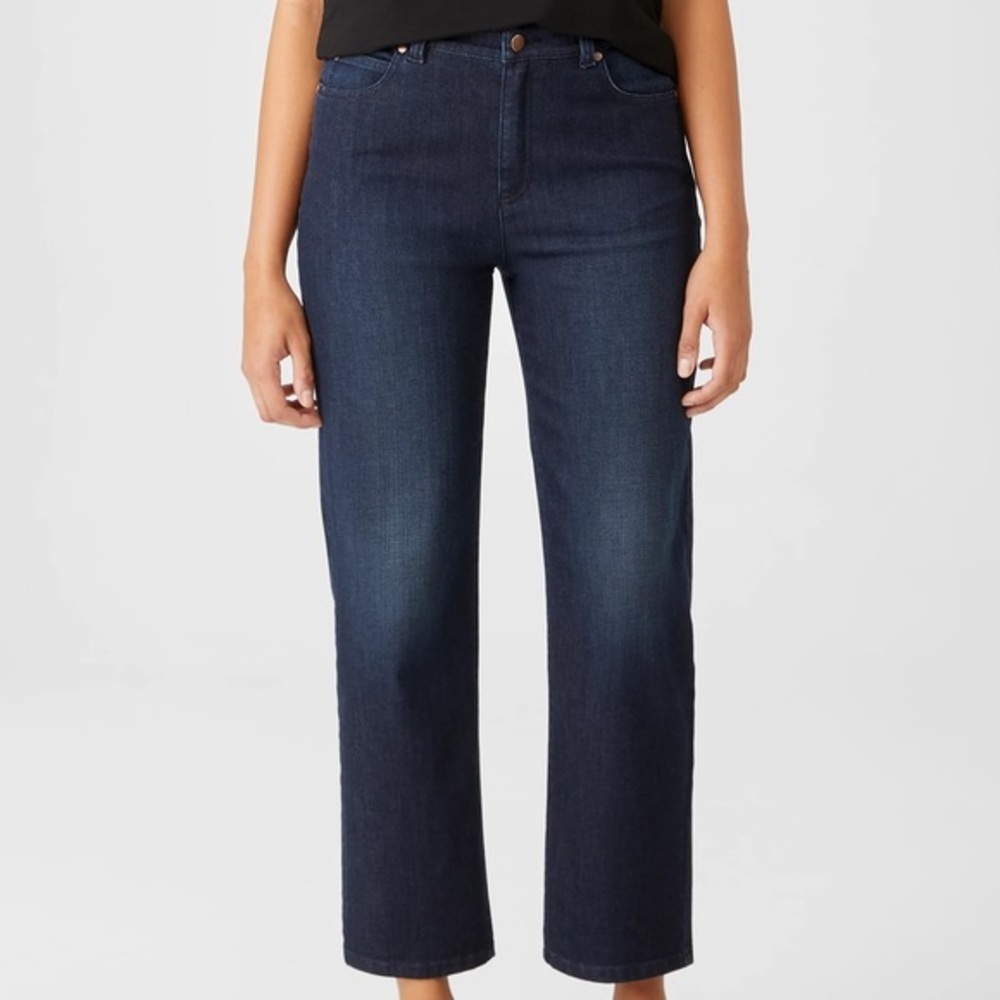 Eileen Fisher Organic Cotton Stretch Straight Ankle Jeans